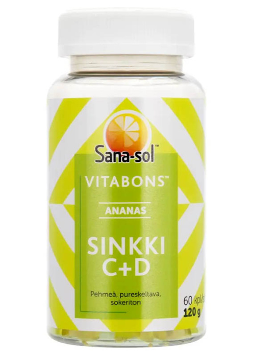 Sana-sol Vitabons Цинк+Витамин C+D Ананас 60шт