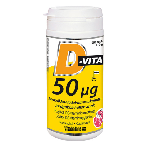 D-Vita витамины клубника-малина 50 мкг 200 таблеток