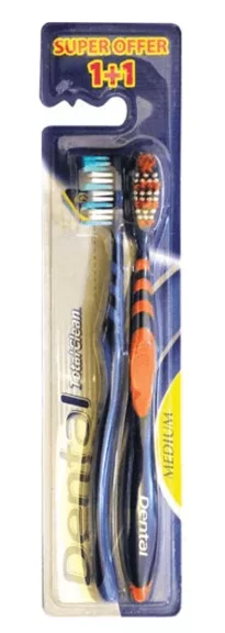DENTAL Зубная щетка Total Clean двойная 1+1 средняя
