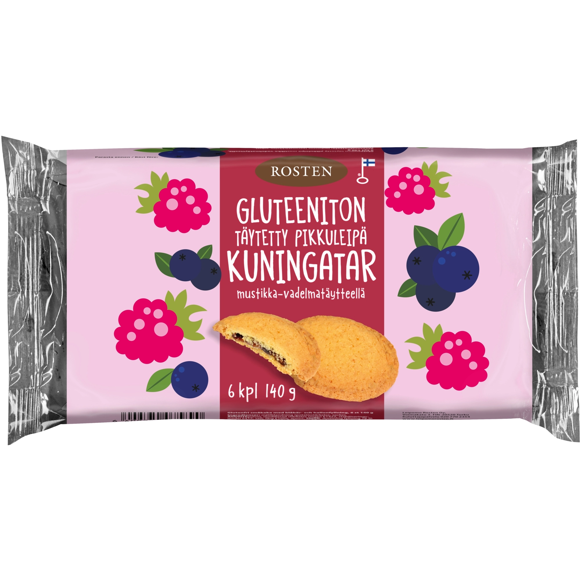Rosten Gluteeniton täytetty pikkuleipä Kuningatar 140 g