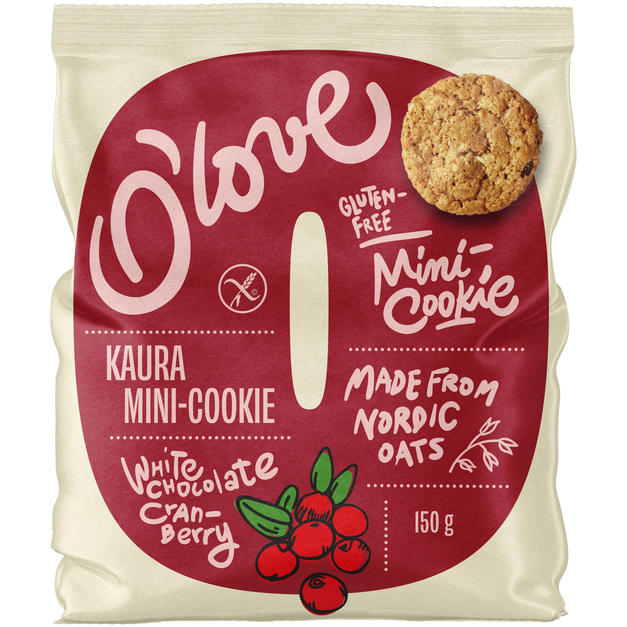Porokylän O´love Valkosuklaa-Karpalo cookie 150 g gluteeniton