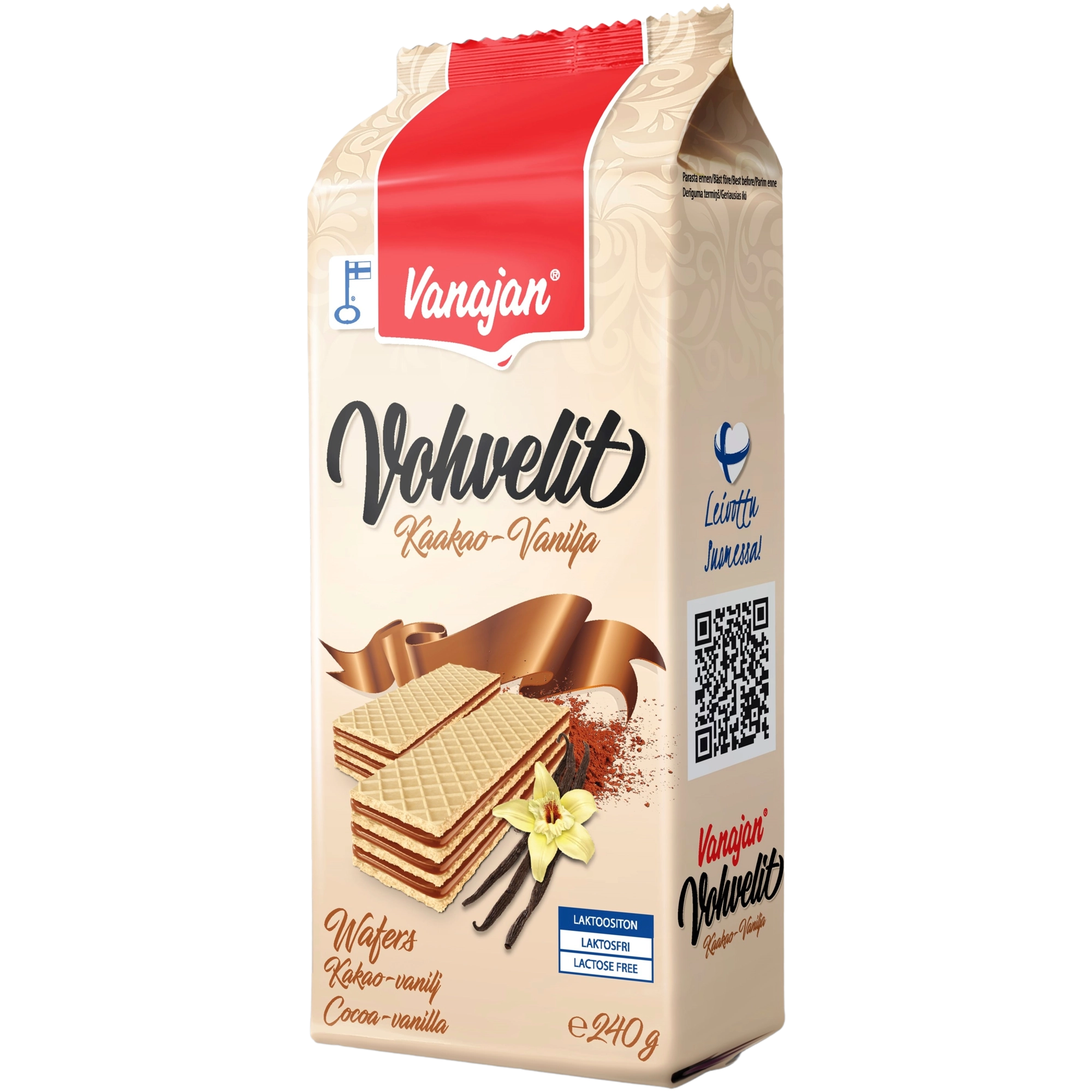 Vanajan Kaakao-vaniljavohveli 240g