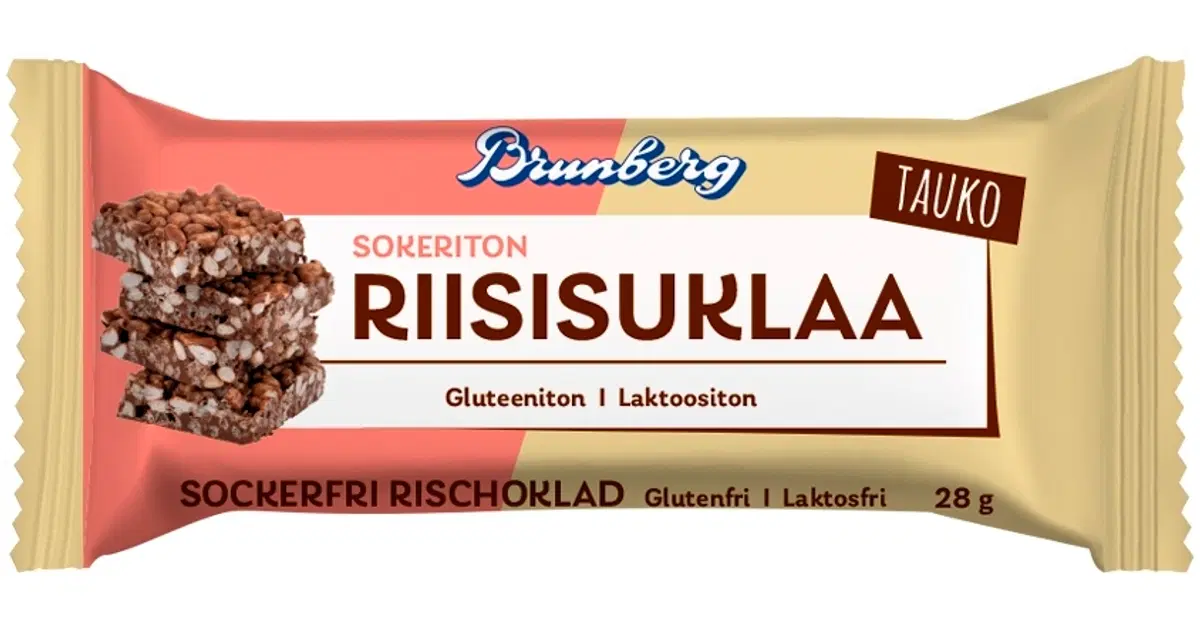 Brunberg Tauko Sokeriton Riisisuklaa 28g