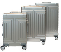 Alezar Lux Алюминиевый чемодан, размер 20, серебро 

