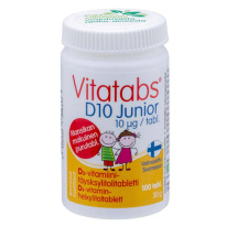 Vitatabs D10 Junior &#8211; &#1090;&#1072;&#1073;&#1083;&#1077;&#1090;&#1082;&#1072; &#1089; &#1074;&#1080;&#1090;&#1072;&#1084;&#1080;&#1085;&#1086;&#1084; D3 &#1080; &#1087;&#1086;&#1083;&#1085;&#1086;&#1089;&#1090;&#1100;&#1102; &#1082;&#1089;&#1080;&#1083;&#1080;&#1090;&#1086;&#1074;&#1086;&#1081; &#1086;&#1089;&#1085;&#1086;&#1074;&#1086;&#1081;, 100 &#1096;&#1090;.&#160;
