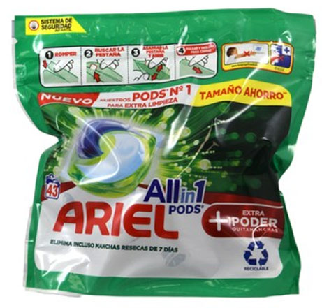 Ariel All In One PODS Капсулы с пятновыводителем Extra Power, 43 стирки