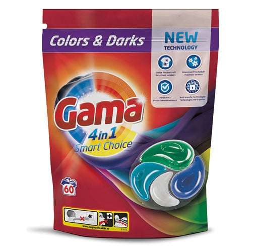 Капсулы для стирки Gama washing pods 4in1 60sc Color-dark 8435495836759