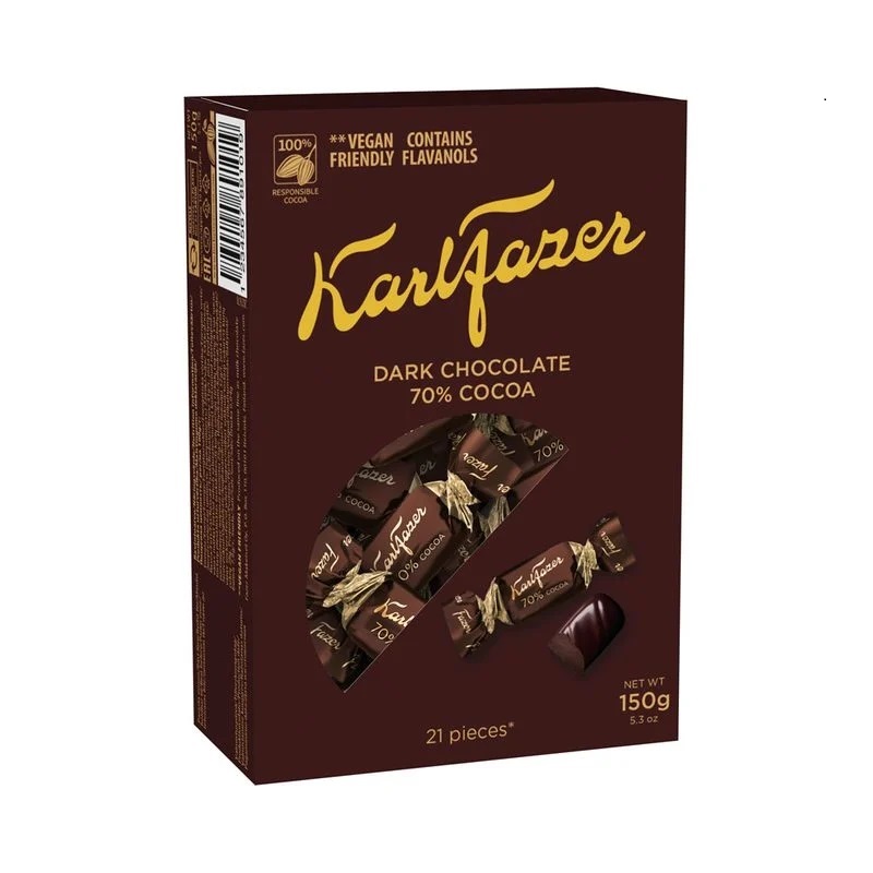 Шоколадные конфеты в коробках Fazer Tumma Suklaa 70% Rasia 150g ...