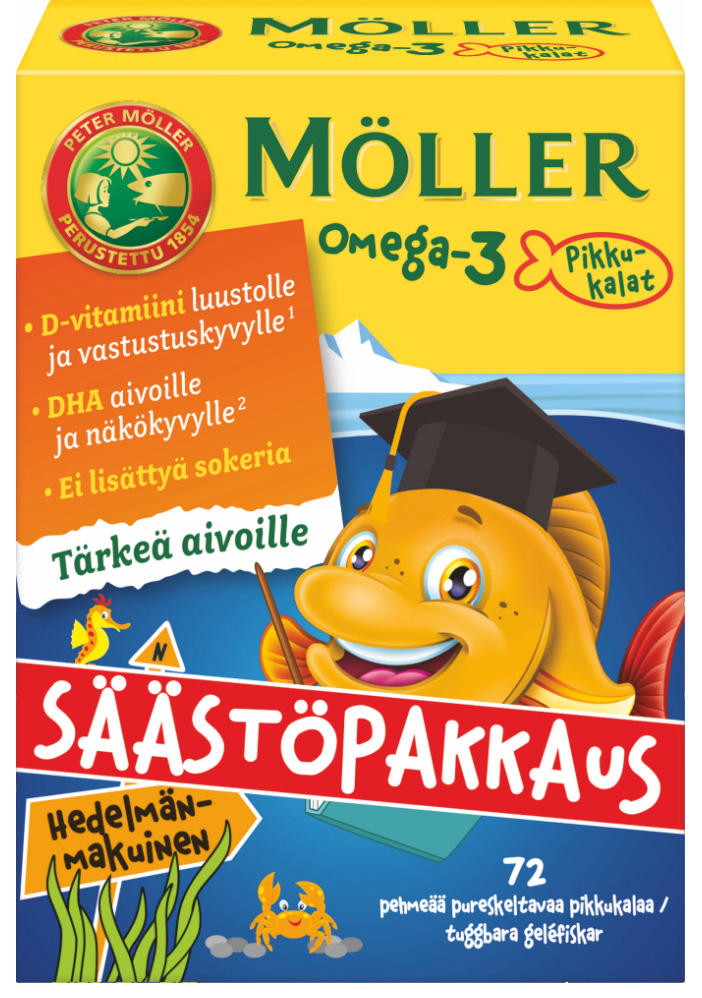Möller Omega-3 Детские жевательные витамины с фруктовым вкусом 72шт