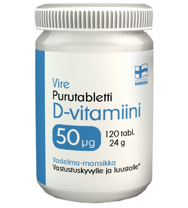 Vire Vitamin D3 50 мг жевательные таблетки клубника-малина 120 таблеток
